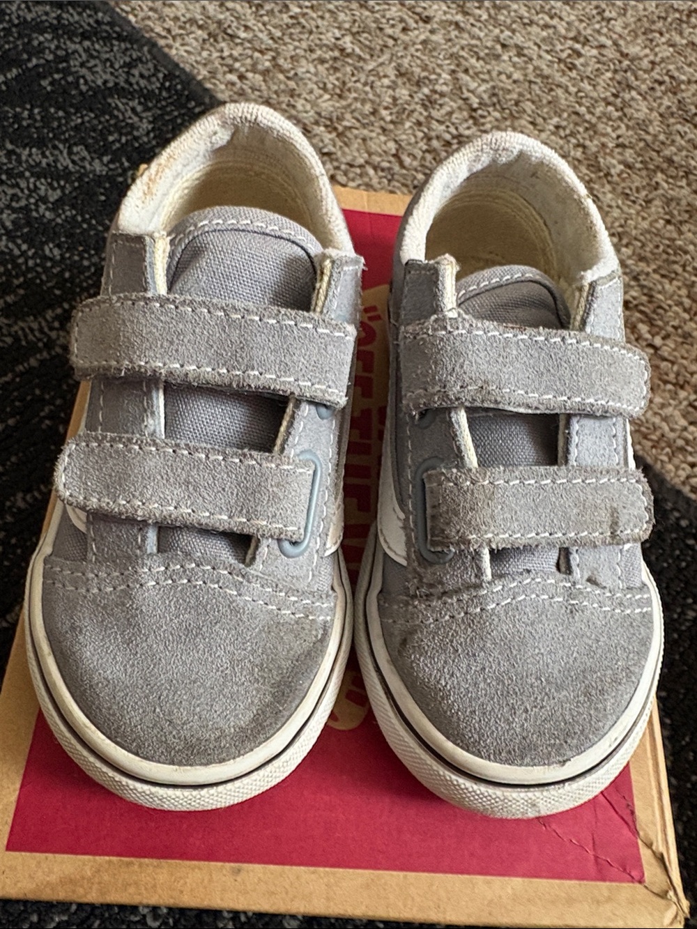 Vans Kids toddler Gray Suede Velcro Sneakers